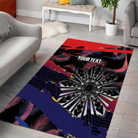 Philippines Sun Tattoo Area Rug Feathers Filipinas Grunge Style Black LT14 - Polynesian Pride