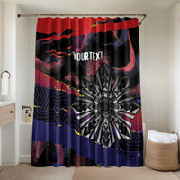 Philippines Sun Tattoo Bathroom Set Feathers Filipinas Grunge Style Black LT14 Shower Curtain Only Black - Polynesian Pride