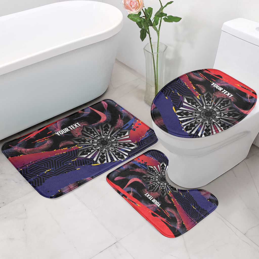 Philippines Sun Tattoo Bathroom Set Feathers Filipinas Grunge Style Black LT14 - Polynesian Pride