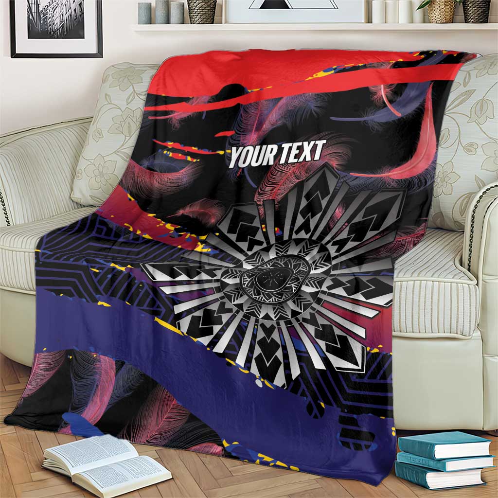 Philippines Sun Tattoo Blanket Feathers Filipinas Grunge Style Black LT14 - Polynesian Pride