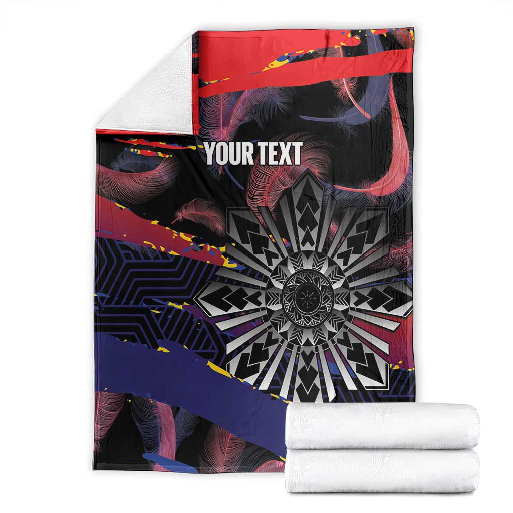 Philippines Sun Tattoo Blanket Feathers Filipinas Grunge Style Black LT14 - Polynesian Pride