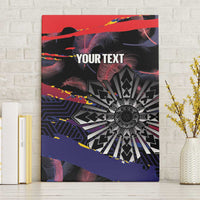Philippines Sun Tattoo Canvas Wall Art Feathers Filipinas Grunge Style Black LT14 Without Frame Black - Polynesian Pride