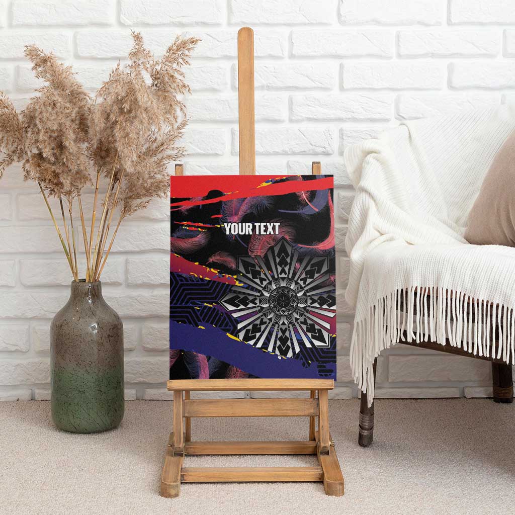 Philippines Sun Tattoo Canvas Wall Art Feathers Filipinas Grunge Style Black LT14 - Polynesian Pride