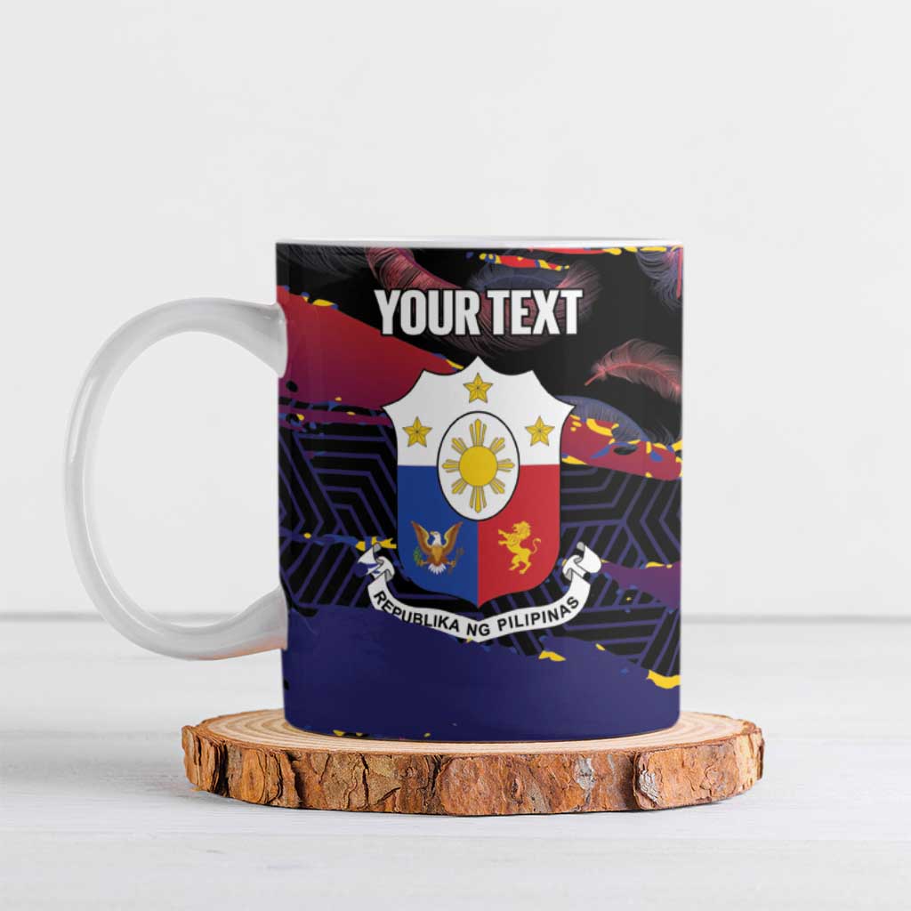 Philippines Sun Tattoo Ceramic Mug Feathers Filipinas Grunge Style Black LT14 Black - Polynesian Pride