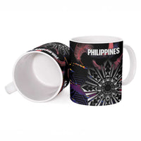 Philippines Sun Tattoo Ceramic Mug Feathers Filipinas Grunge Style Black LT14 - Polynesian Pride