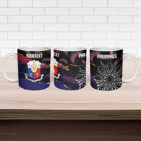 Philippines Sun Tattoo Ceramic Mug Feathers Filipinas Grunge Style Black LT14 - Polynesian Pride