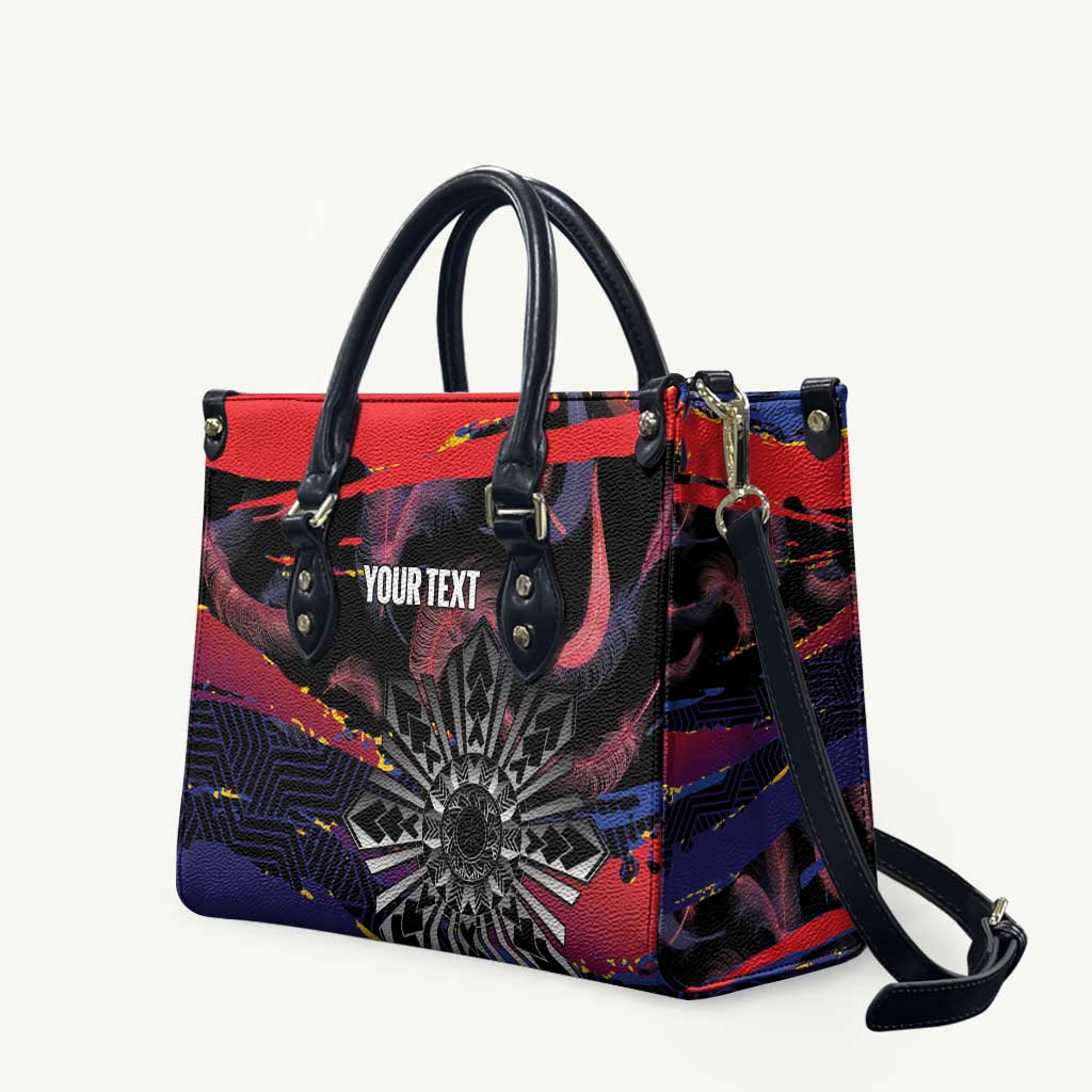 Philippines Sun Tattoo Leather Bag Feathers Filipinas Grunge Style Black LT14 Black - Polynesian Pride
