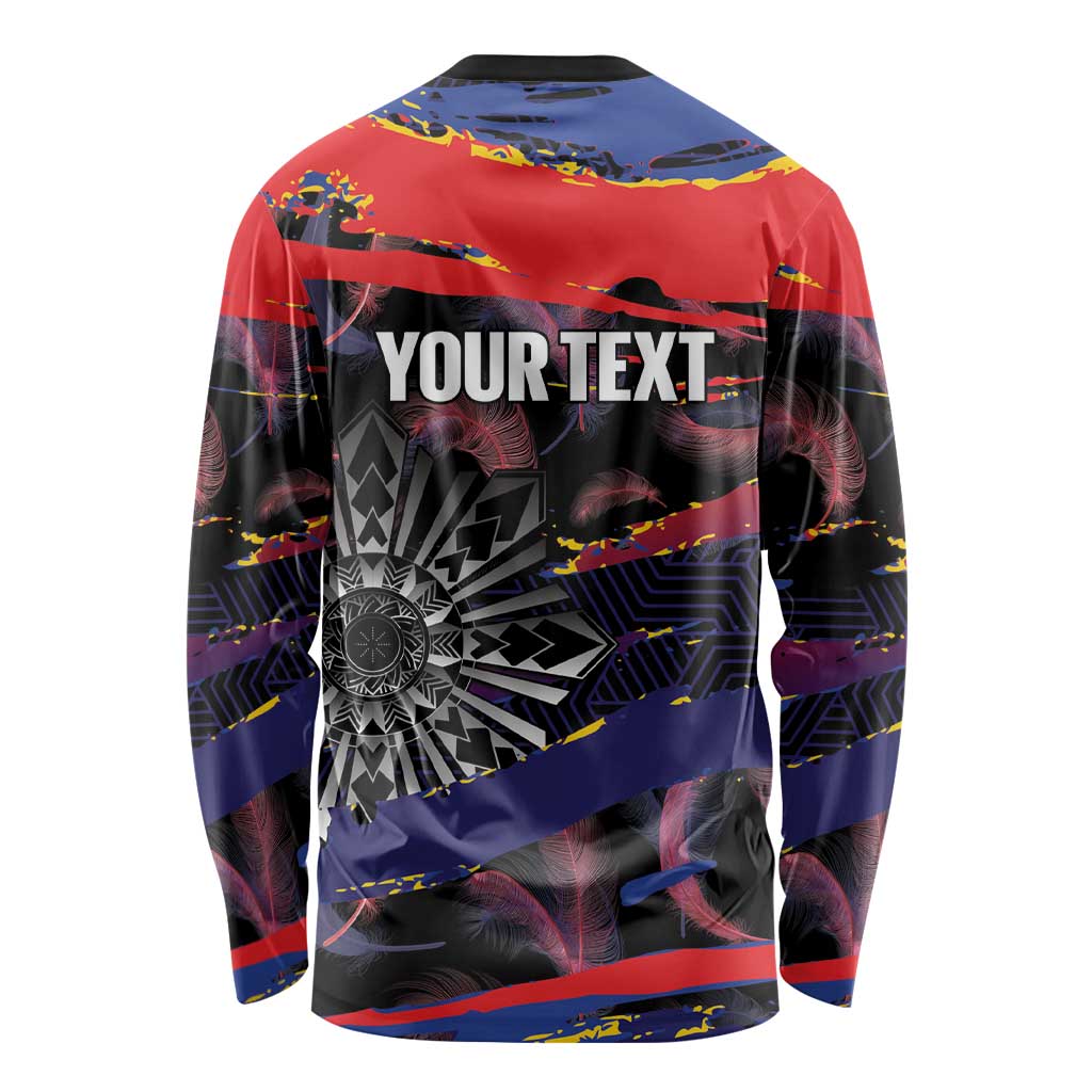 Philippines Sun Tattoo Long Sleeve Shirt Feathers Filipinas Grunge Style Black LT14 - Polynesian Pride