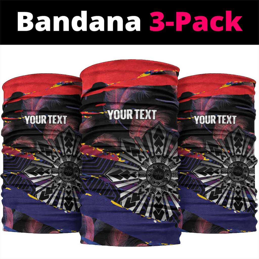 Philippines Sun Tattoo Neck Gaiter Feathers Filipinas Grunge Style Black LT14 package One Size: 25*50cm Black - Polynesian Pride