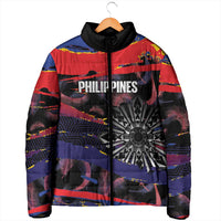 Philippines Sun Tattoo Padded Jacket Feathers Filipinas Grunge Style Black LT14 - Polynesian Pride