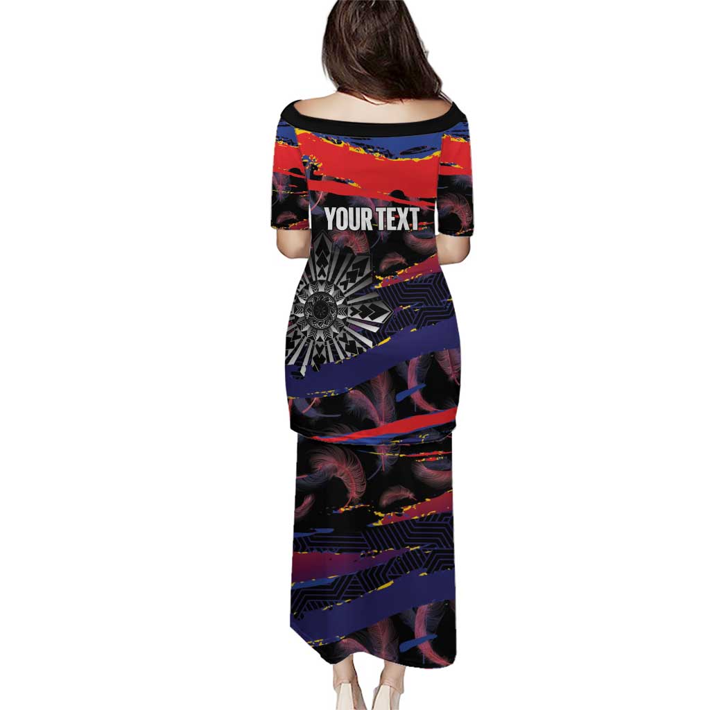 Philippines Sun Tattoo Puletasi Feathers Filipinas Grunge Style Black LT14 - Polynesian Pride