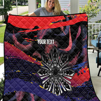 Philippines Sun Tattoo Quilt Feathers Filipinas Grunge Style Black LT14 Black - Polynesian Pride