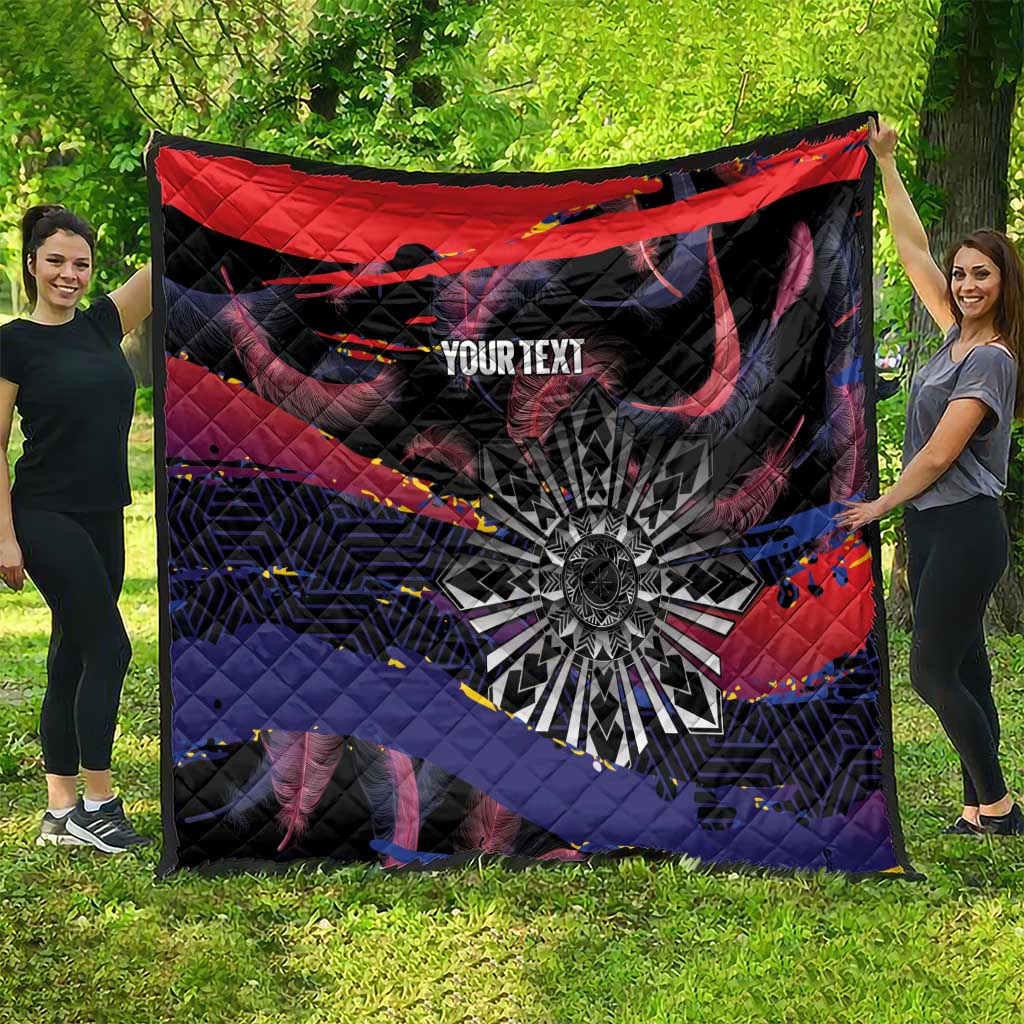 Philippines Sun Tattoo Quilt Feathers Filipinas Grunge Style Black LT14 - Polynesian Pride
