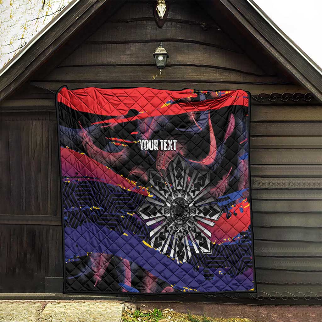 Philippines Sun Tattoo Quilt Feathers Filipinas Grunge Style Black LT14 - Polynesian Pride