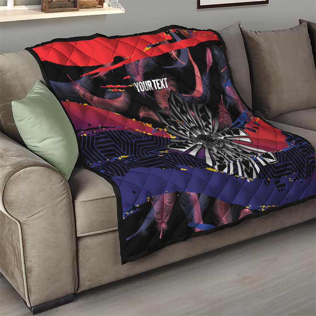 Philippines Sun Tattoo Quilt Feathers Filipinas Grunge Style Black LT14 - Polynesian Pride