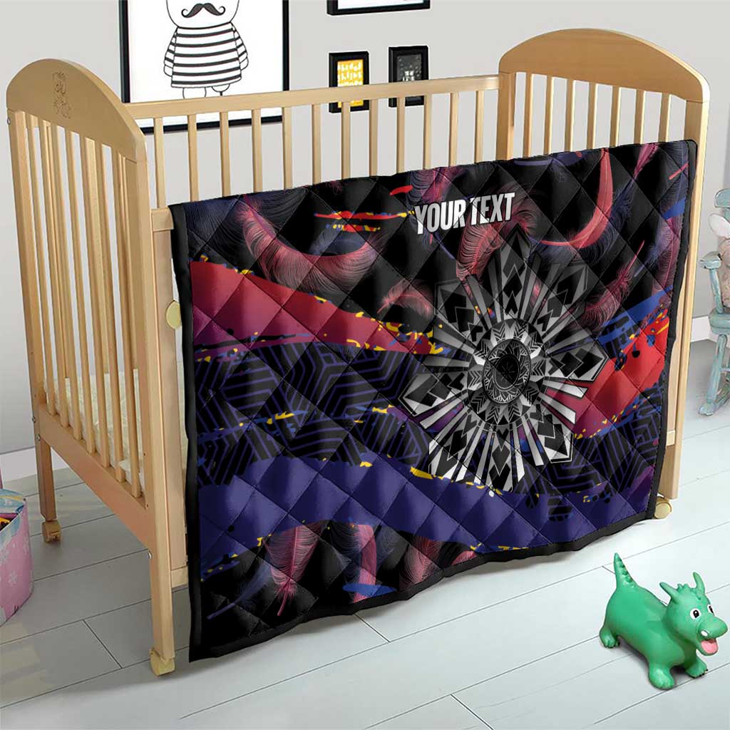 Philippines Sun Tattoo Quilt Feathers Filipinas Grunge Style Black LT14 - Polynesian Pride