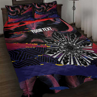 Philippines Sun Tattoo Quilt Bed Set Feathers Filipinas Grunge Style Black LT14 Black - Polynesian Pride