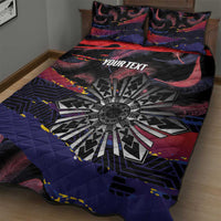 Philippines Sun Tattoo Quilt Bed Set Feathers Filipinas Grunge Style Black LT14 - Polynesian Pride