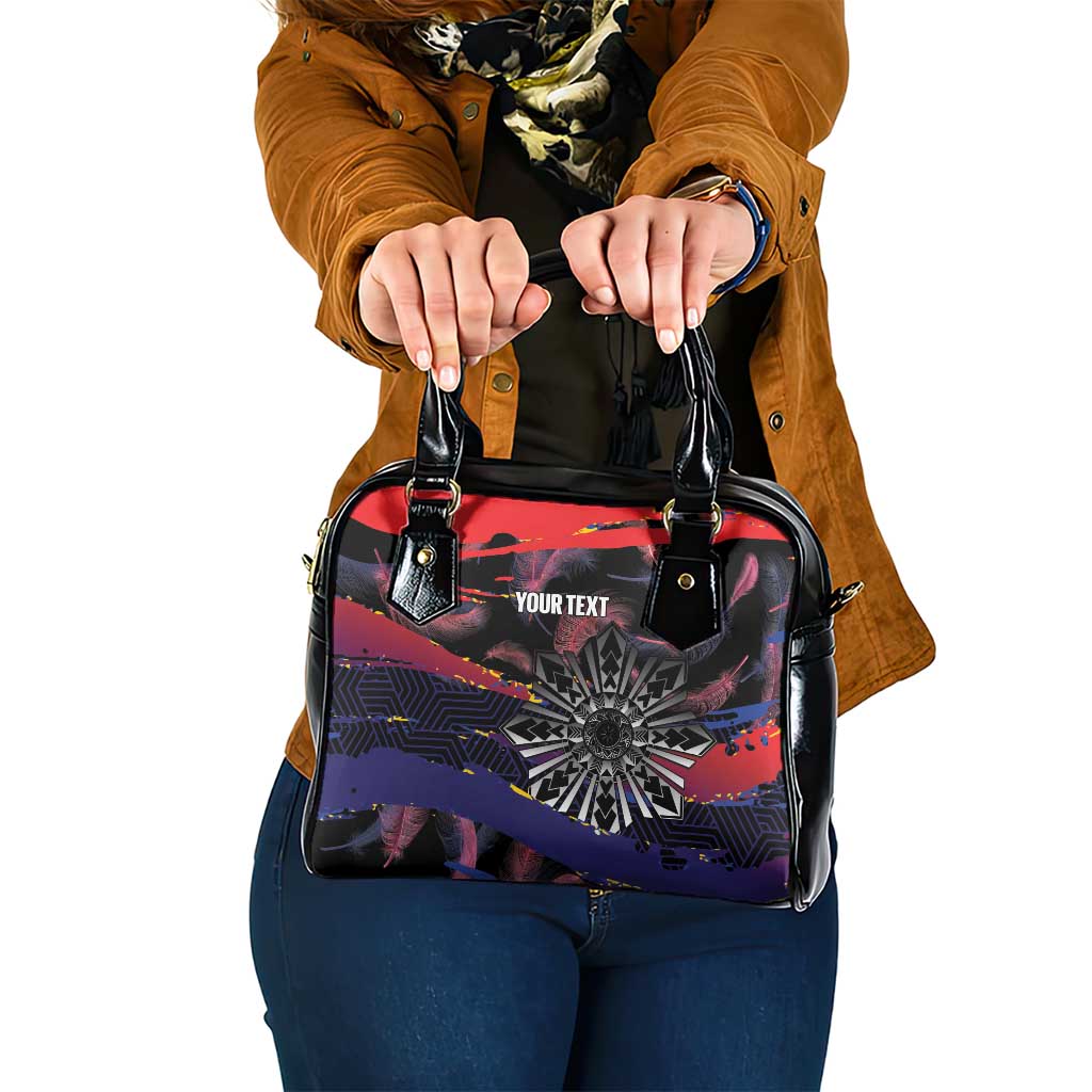 Philippines Sun Tattoo Shoulder Handbag Feathers Filipinas Grunge Style Black LT14 One Size Black - Polynesian Pride