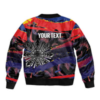 Philippines Sun Tattoo Sleeve Zip Bomber Jacket Feathers Filipinas Grunge Style Black LT14 - Polynesian Pride