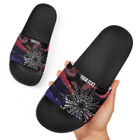 Philippines Sun Tattoo Slide Sandals Feathers Filipinas Grunge Style Black LT14 - Polynesian Pride