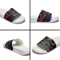 Philippines Sun Tattoo Slide Sandals Feathers Filipinas Grunge Style Black LT14 - Polynesian Pride