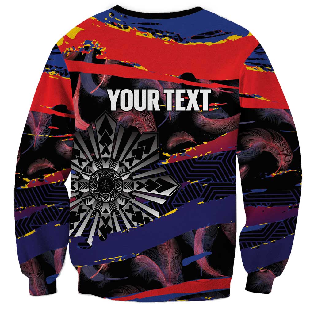 Philippines Sun Tattoo Sweatshirt Feathers Filipinas Grunge Style Black LT14 - Polynesian Pride