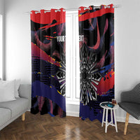 Philippines Sun Tattoo Window Curtain Feathers Filipinas Grunge Style Black LT14 With Grommets Black - Polynesian Pride