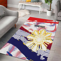Philippines Sun Tattoo Area Rug Feathers Filipinas Grunge Style White LT14 - Polynesian Pride