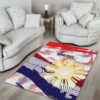 Philippines Sun Tattoo Area Rug Feathers Filipinas Grunge Style White LT14 - Polynesian Pride