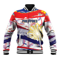 Philippines Sun Tattoo Baseball Jacket Feathers Filipinas Grunge Style White LT14 Unisex White - Polynesian Pride