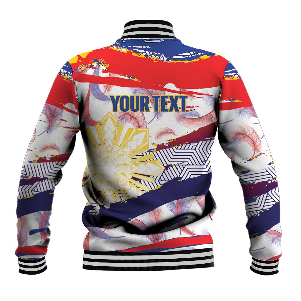 Philippines Sun Tattoo Baseball Jacket Feathers Filipinas Grunge Style White LT14 - Polynesian Pride