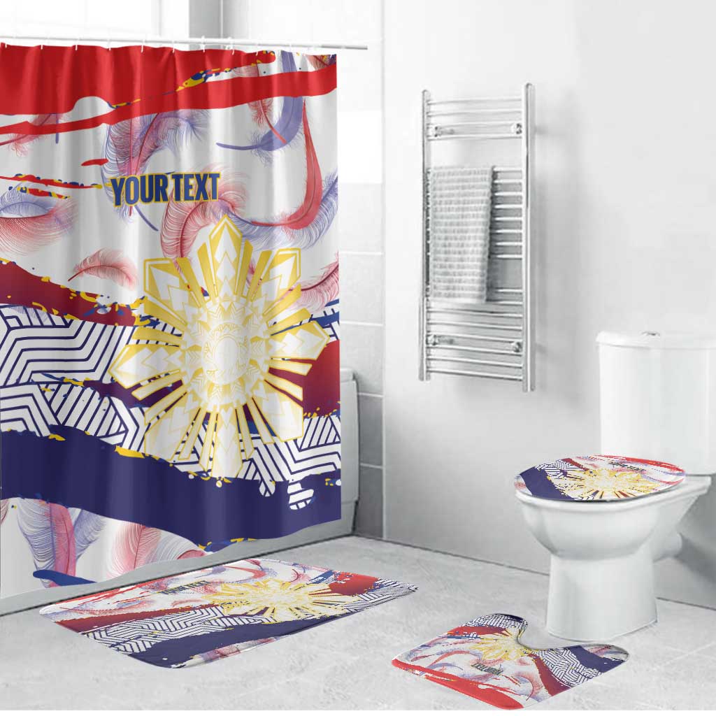 Philippines Sun Tattoo Bathroom Set Feathers Filipinas Grunge Style White LT14 Bathroom Set (4 pcs) White - Polynesian Pride