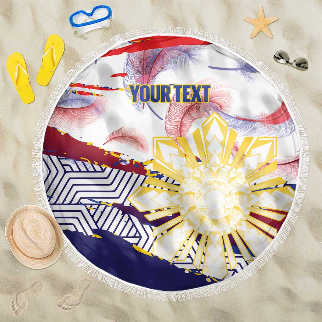 Philippines Sun Tattoo Beach Blanket Feathers Filipinas Grunge Style White LT14 One Size 150cm White - Polynesian Pride