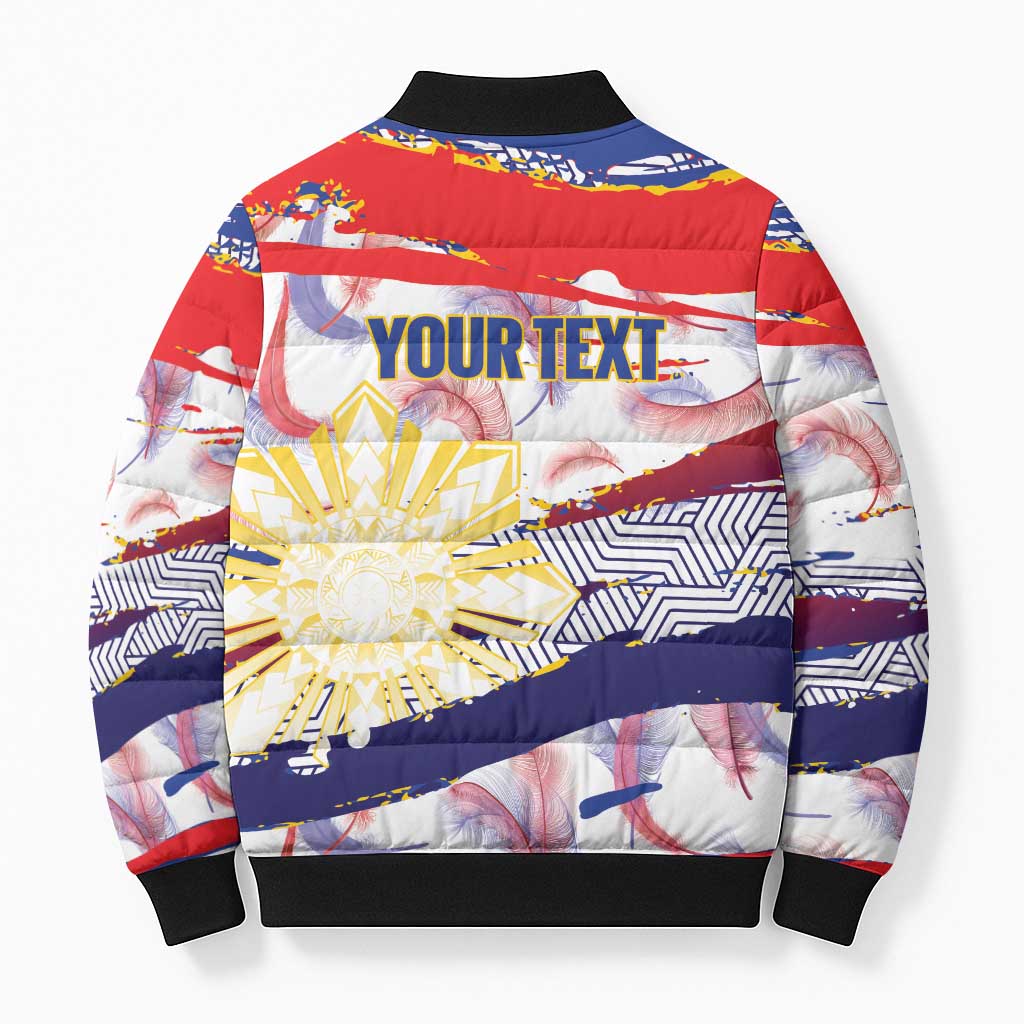 Philippines Sun Tattoo Bomber Puffer Jacket Feathers Filipinas Grunge Style White LT14 - Polynesian Pride