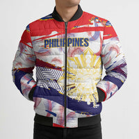 Philippines Sun Tattoo Bomber Puffer Jacket Feathers Filipinas Grunge Style White LT14 - Polynesian Pride