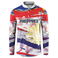 Philippines Sun Tattoo Button Sweatshirt Feathers Filipinas Grunge Style White LT14 White - Polynesian Pride