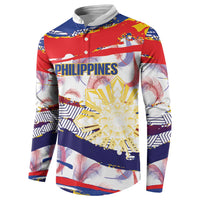 Philippines Sun Tattoo Button Sweatshirt Feathers Filipinas Grunge Style White LT14 - Polynesian Pride