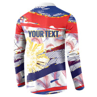 Philippines Sun Tattoo Button Sweatshirt Feathers Filipinas Grunge Style White LT14 - Polynesian Pride