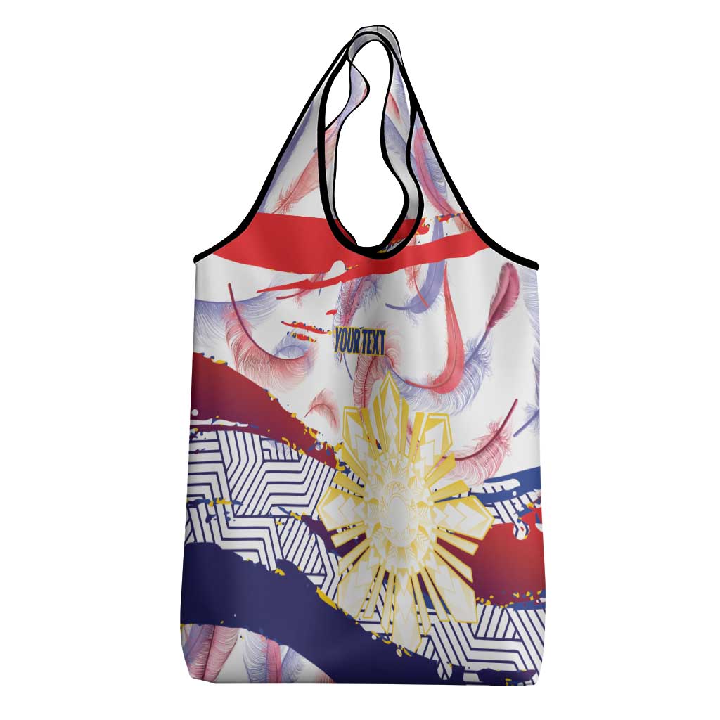Philippines Sun Tattoo Grocery Bag Feathers Filipinas Grunge Style White LT14 - Polynesian Pride