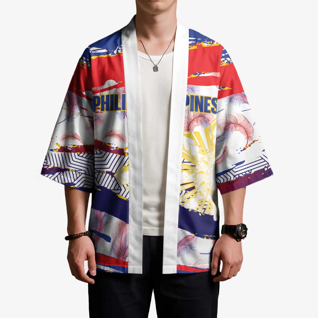 Philippines Sun Tattoo Kimono Feathers Filipinas Grunge Style White LT14 - Polynesian Pride