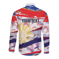 Philippines Sun Tattoo Long Sleeve Button Shirt Feathers Filipinas Grunge Style White LT14 - Polynesian Pride