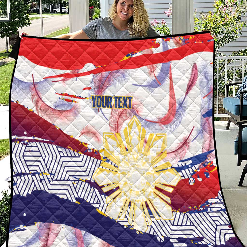 Philippines Sun Tattoo Quilt Feathers Filipinas Grunge Style White LT14 White - Polynesian Pride