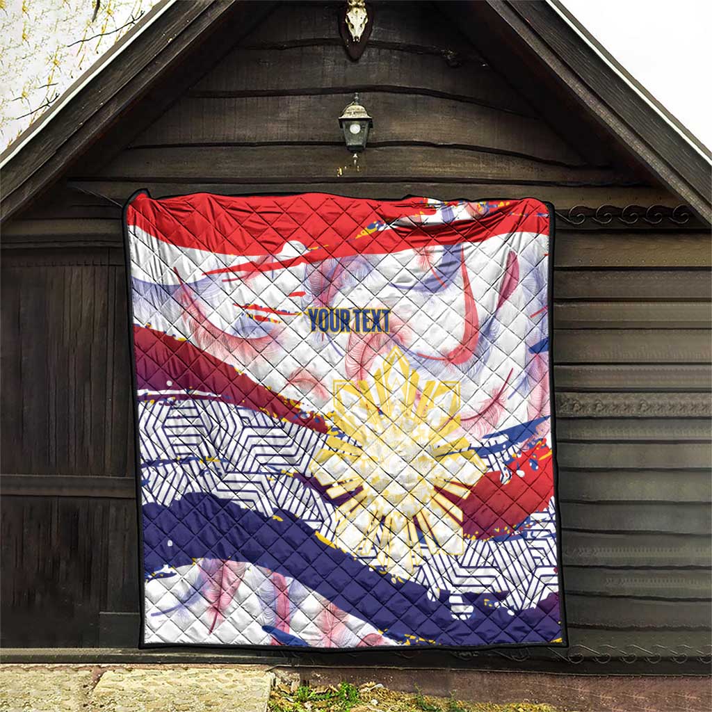 Philippines Sun Tattoo Quilt Feathers Filipinas Grunge Style White LT14 - Polynesian Pride