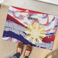 Philippines Sun Tattoo Rubber Doormat Feathers Filipinas Grunge Style White LT14 - Polynesian Pride