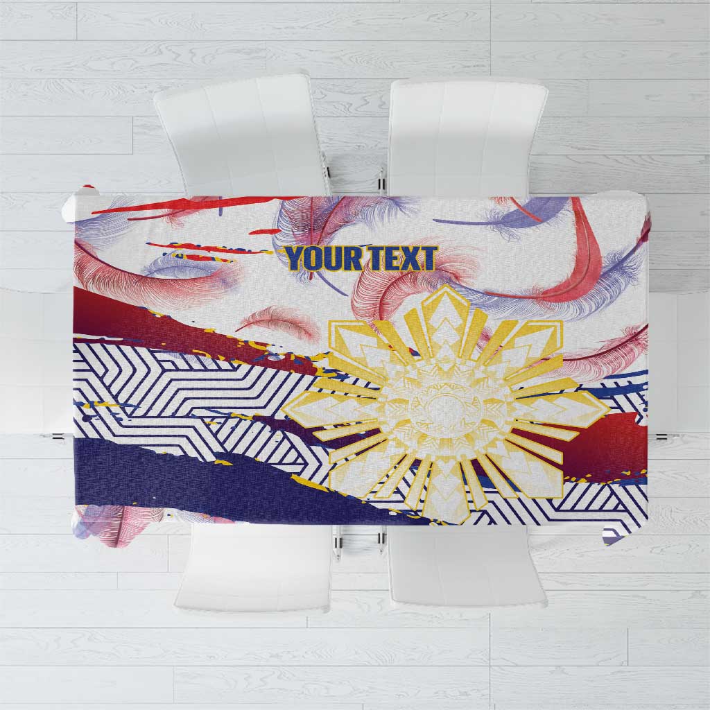 Philippines Sun Tattoo Tablecloth Feathers Filipinas Grunge Style White LT14 White - Polynesian Pride