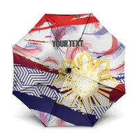 Philippines Sun Tattoo Umbrella Feathers Filipinas Grunge Style White LT14 One Size Folded 11.42 inch Opened Diameter 37.4 inch White - Polynesian Pride