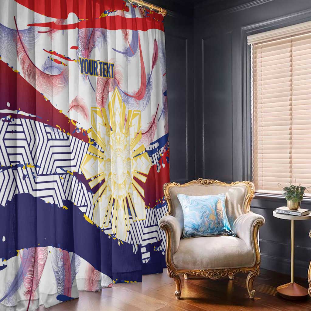 Philippines Sun Tattoo Window Curtain Feathers Filipinas Grunge Style White LT14 - Polynesian Pride