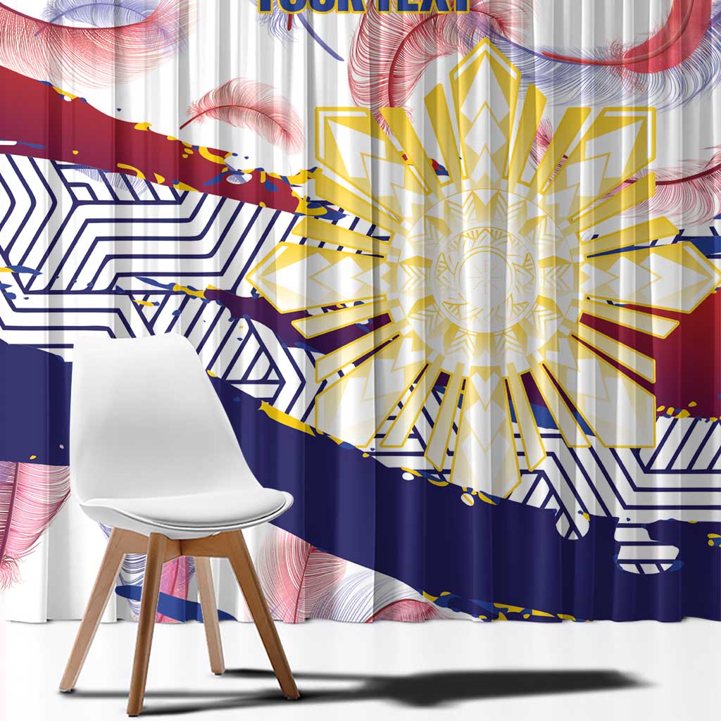 Philippines Sun Tattoo Window Curtain Feathers Filipinas Grunge Style White LT14 - Polynesian Pride