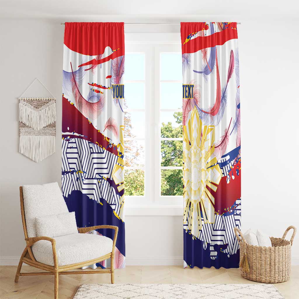 Philippines Sun Tattoo Window Curtain Feathers Filipinas Grunge Style White LT14 - Polynesian Pride